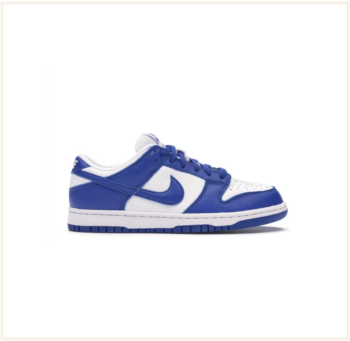 Royal blue and white nike dunks kentucky best sale