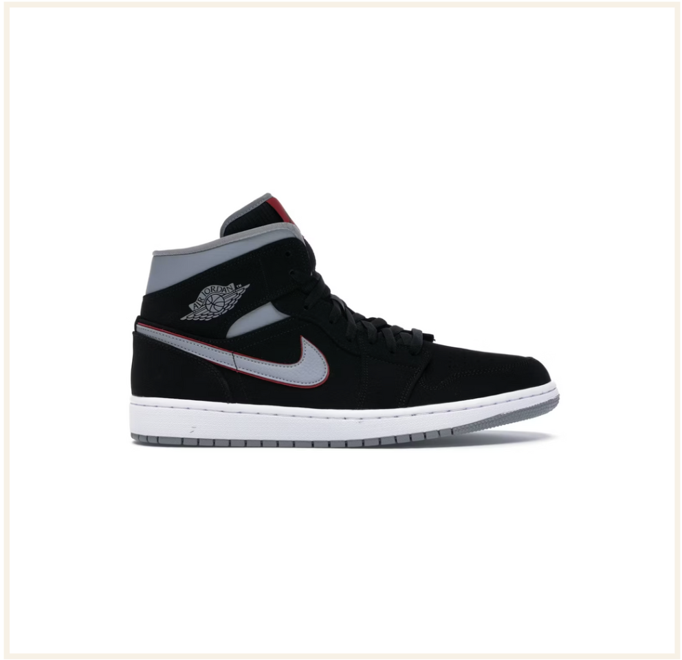 Air jordan 1 mid black/white/gym red/particle grey online