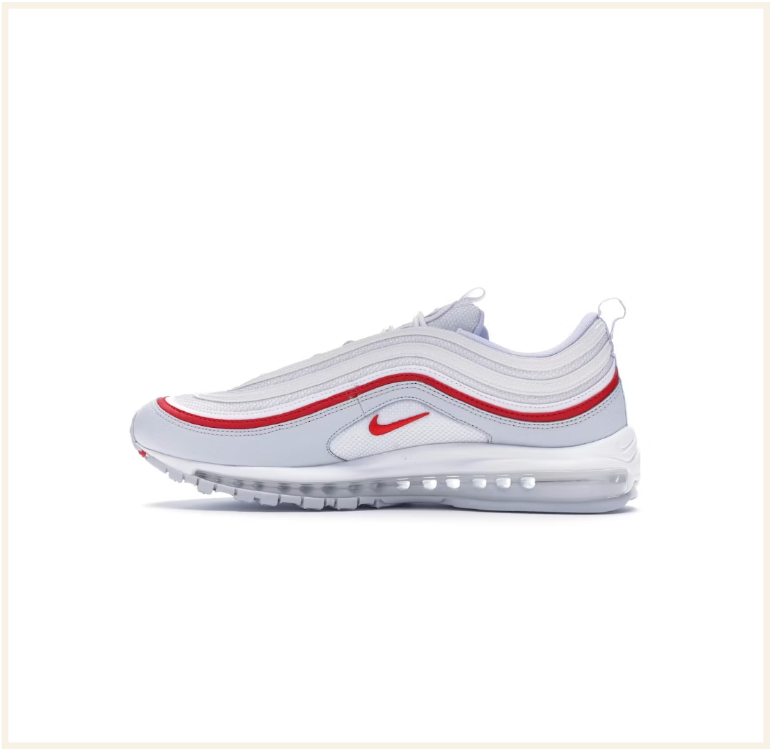 Air max 97 platinum white and red sale