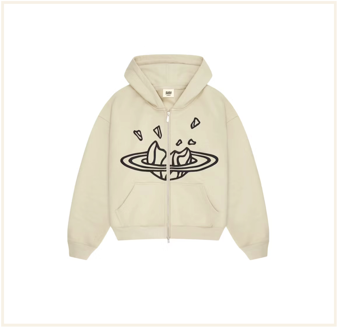 Broken Planet Zip Up Hoodie Bone White