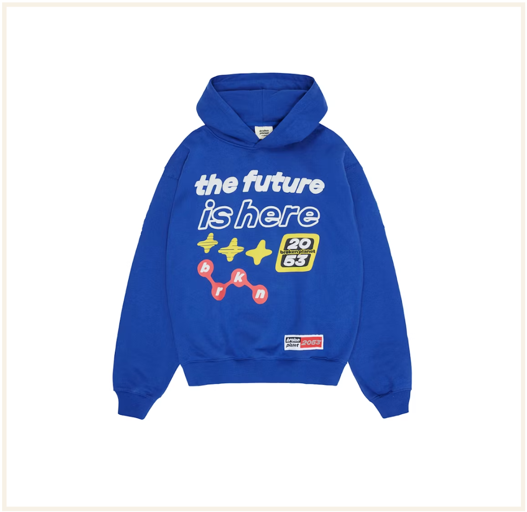 Broken Planet The Future Is Here Hoodie Deep Blue