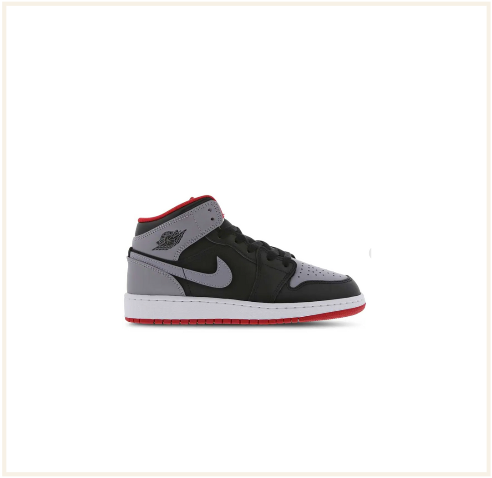 Air Jordan 1 Mid Black Grey Red (PS)