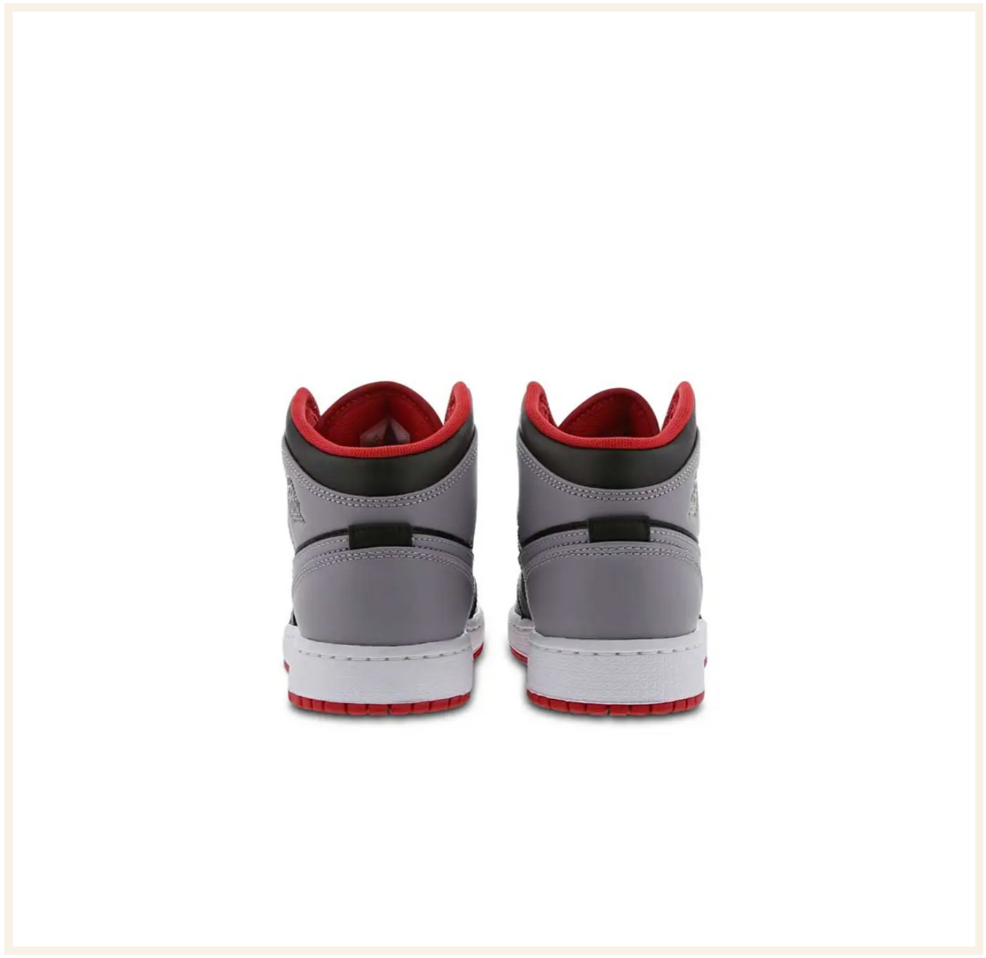 Air Jordan 1 Mid Black Grey Red (PS)