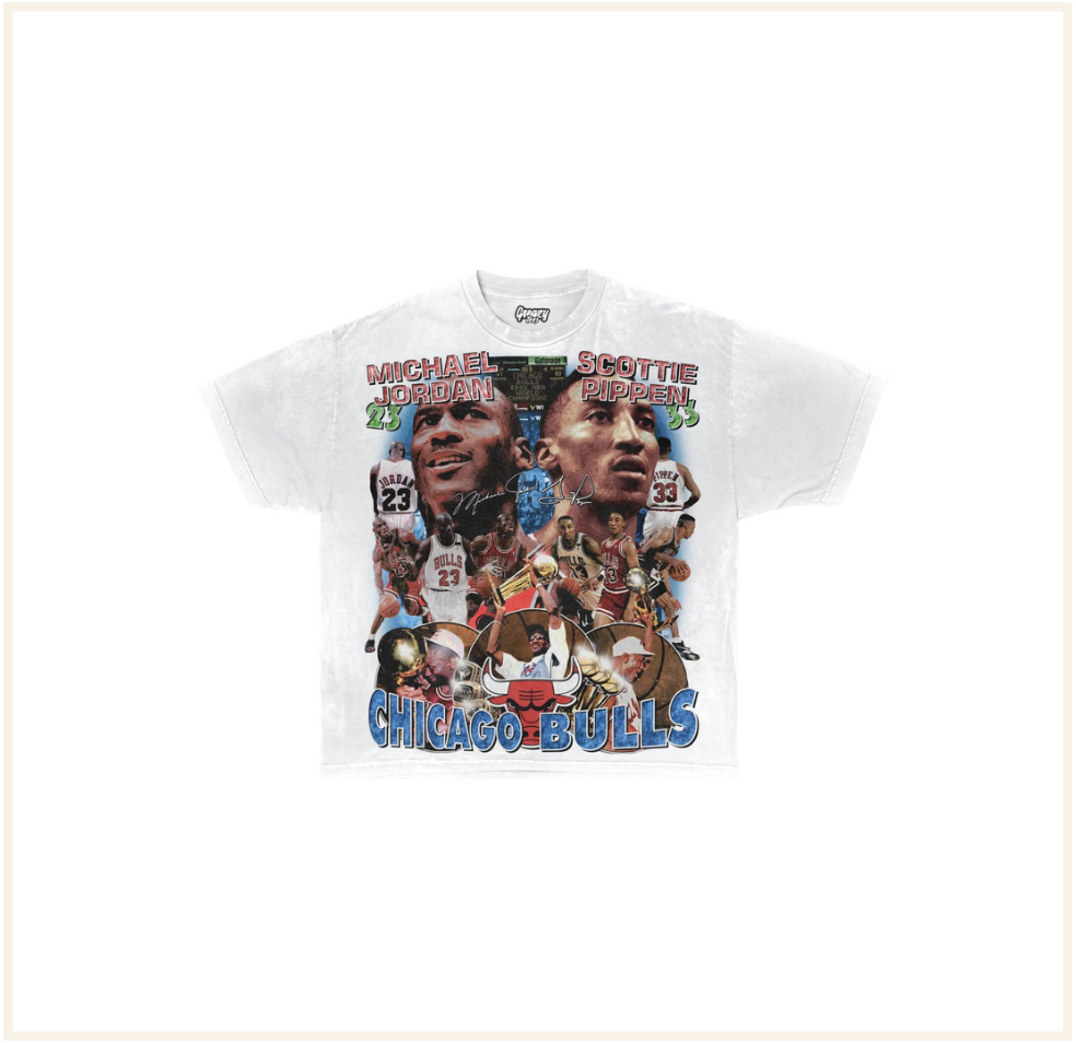 GREAZY TEES - Jordan & Pippen '91-93' Tee White