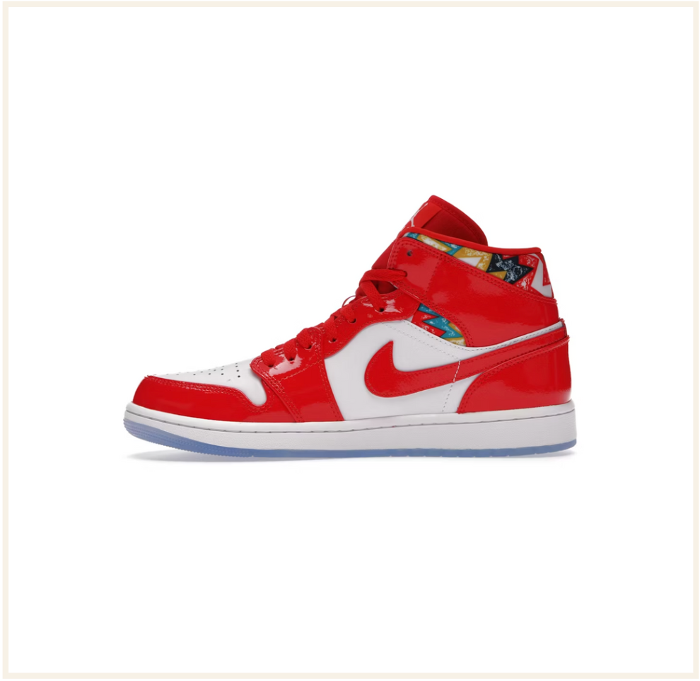 Air Jordan 1 Mid Barcelona Sweater Red Patent (VNDS)