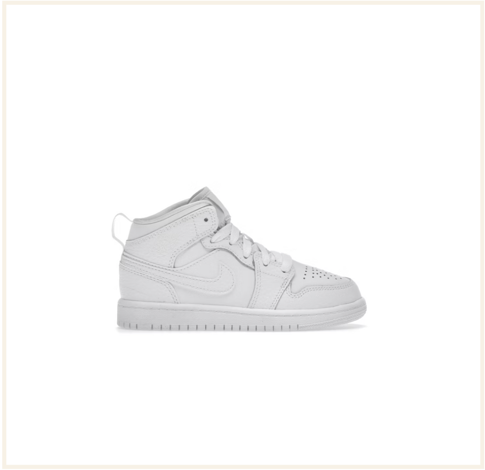 Air Jordan 1 Mid Triple White (2021) (PS)