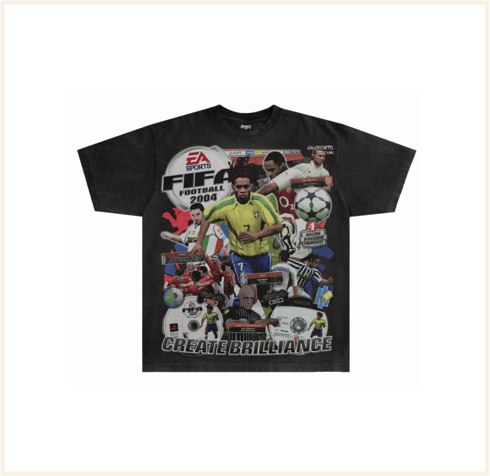 GREAZY TEES - FIFA 2004 Washed Black Tee