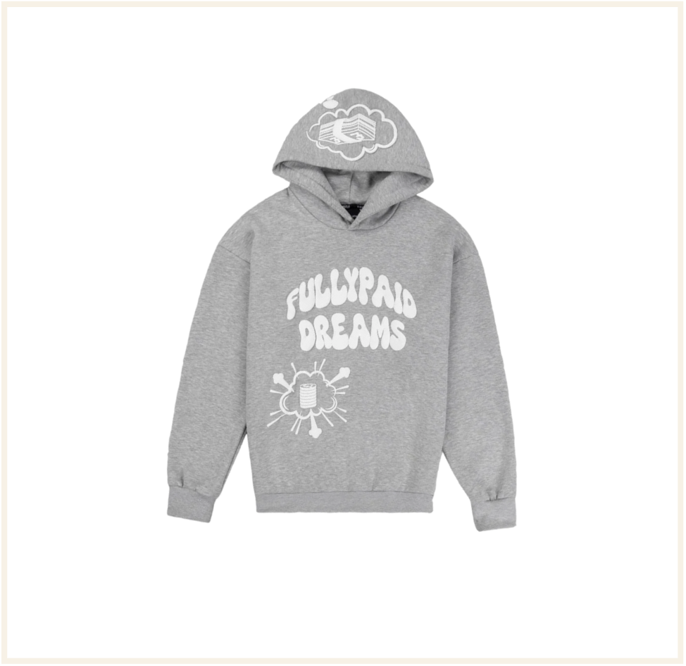 FULLYPAIDLDN Dreams Hoodie - Light Grey / White