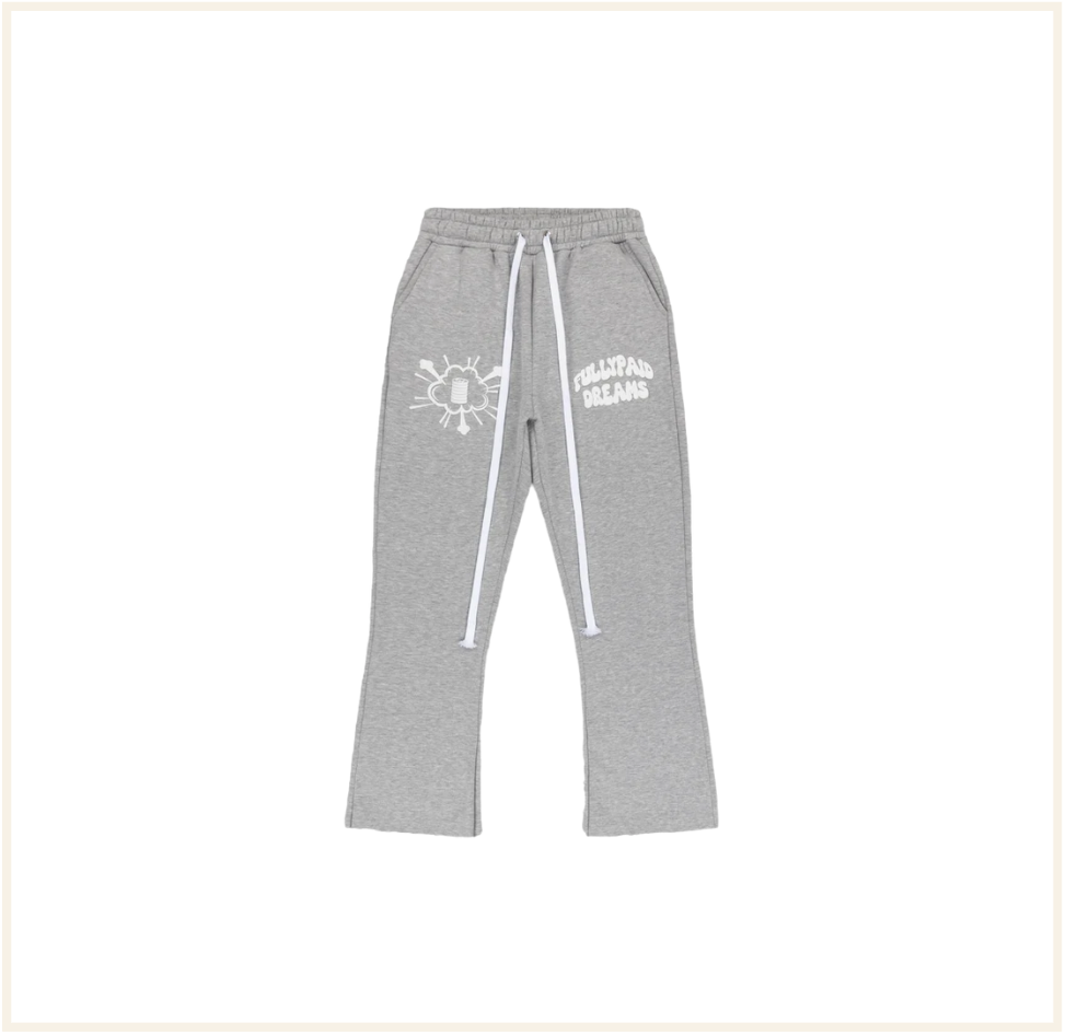 FULLYPAIDLDN Dreams Track Bottoms - Light Grey / White